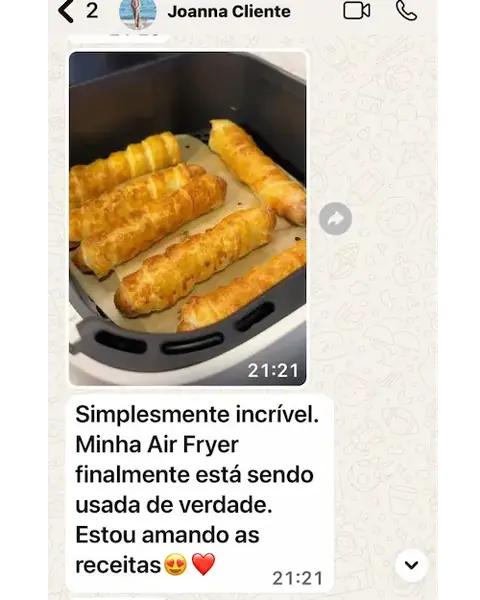 Depoimento real no WhatsApp elogiando a praticidade