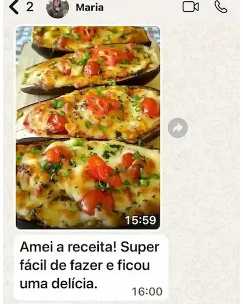 Mensagem de cliente satisfeita no WhatsApp